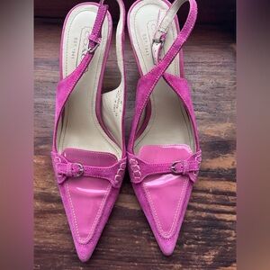 Vintage Coach suede and patent sling backs